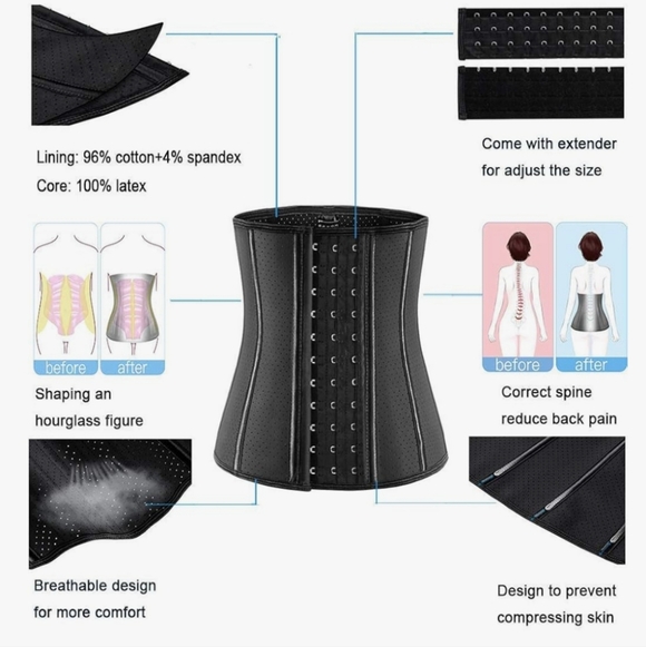 New Black Waist Trainer Corset Size Medium - Picture 6 of 9
